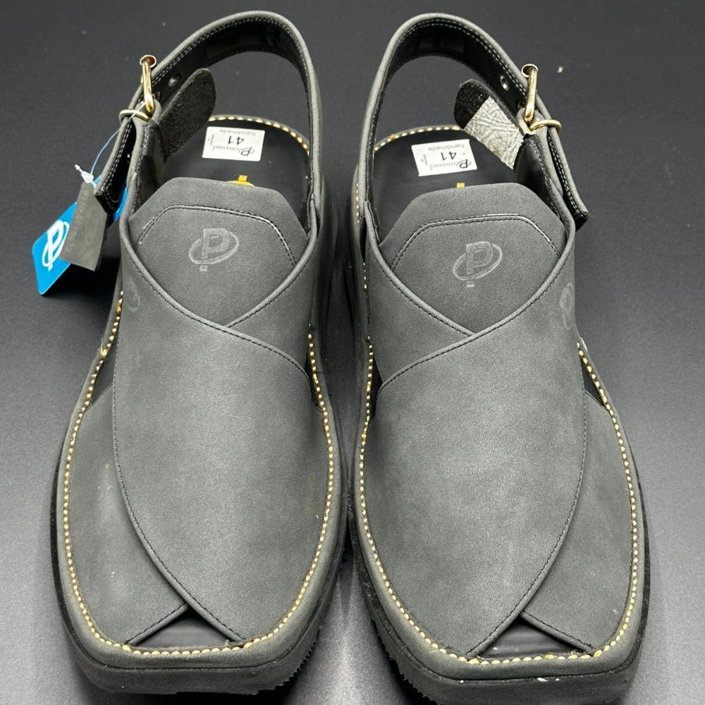 Paidasho Peshawari Shoes | Gray Handmade Leather Sandals
