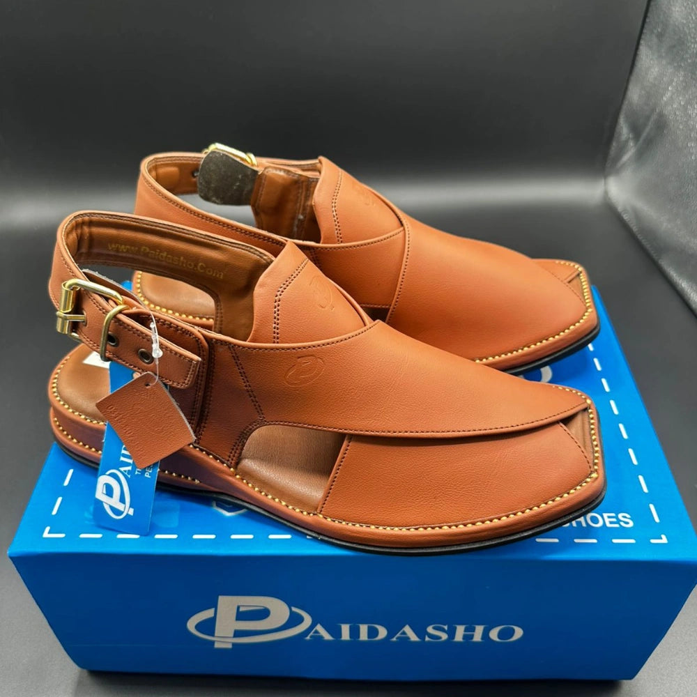 Paidasho Peshawari Shoes | Tan Handmade Leather Sandals