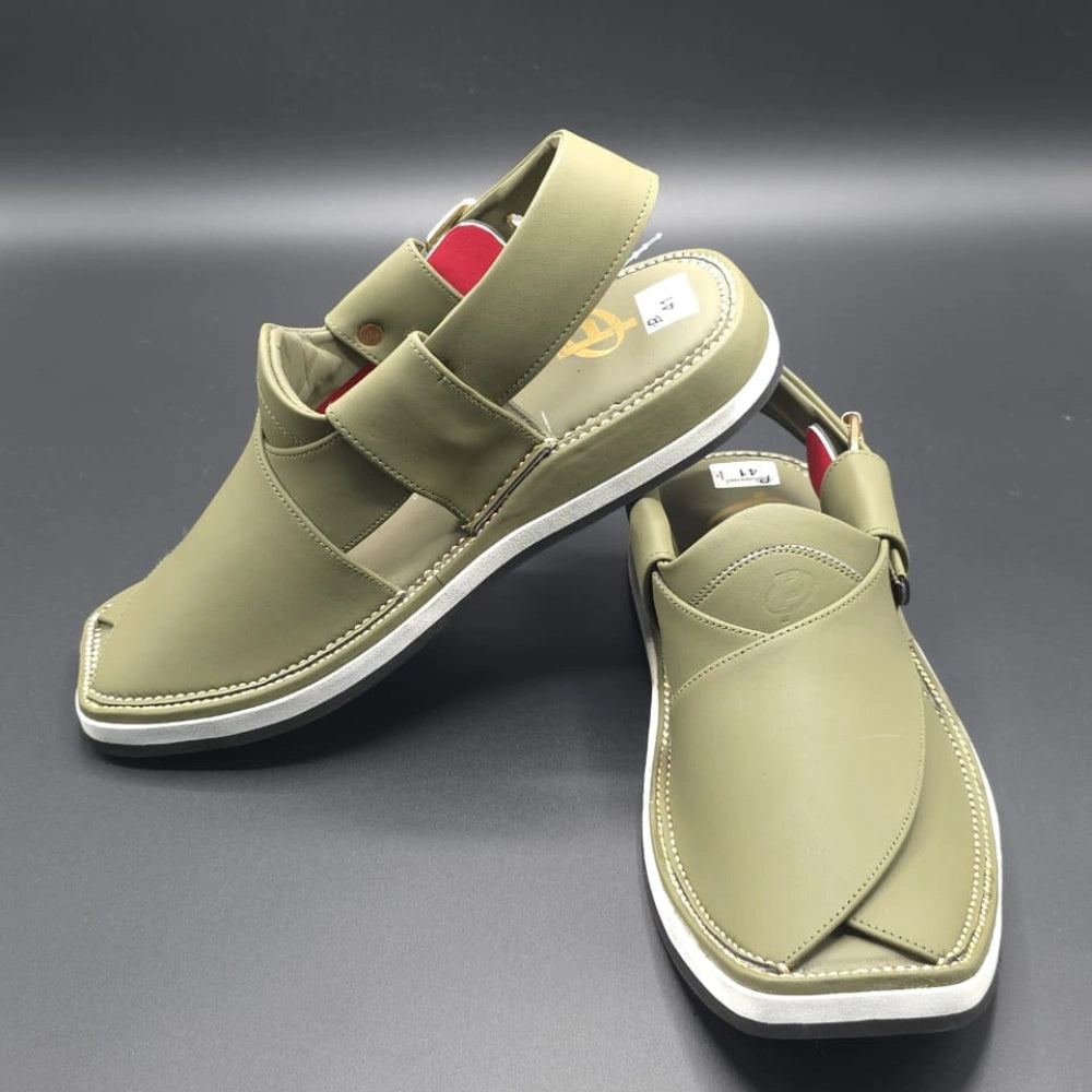 Paidasho Peshawari Shoes | Olive Green Leather Sandals