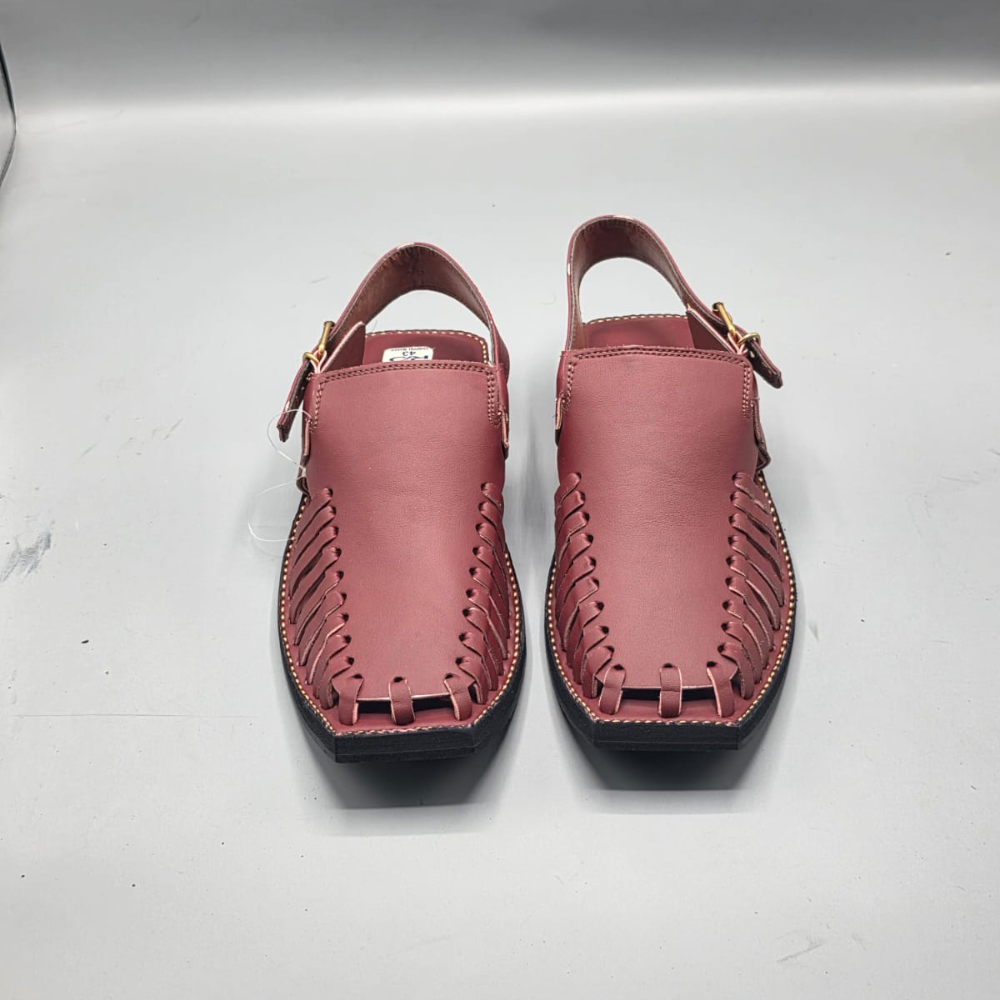 Maroon Peshawari Chappal Handmade Traditional Sandals