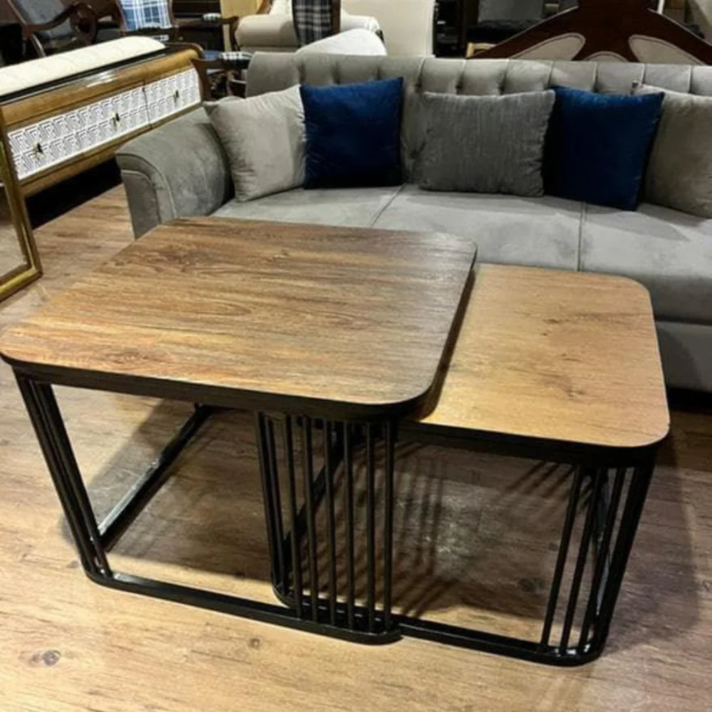 2-Piece Nesting Table Set – Waterproof with Metal Base