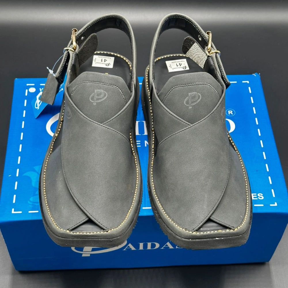 Paidasho Peshawari Shoes | Gray Handmade Leather Sandals
