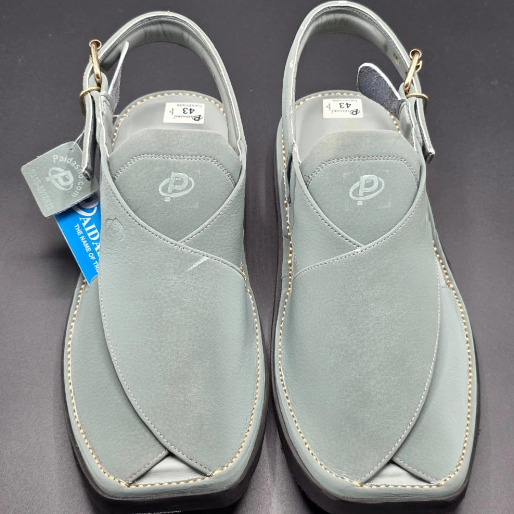 Paidasho Peshawari Shoes | Gray Handmade Leather Sandals