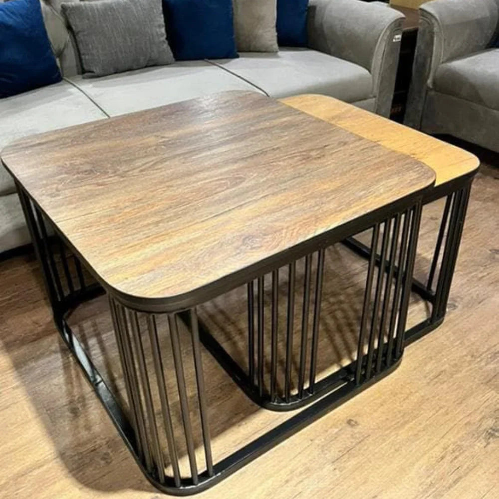 2-Piece Nesting Table Set – Waterproof with Metal Base