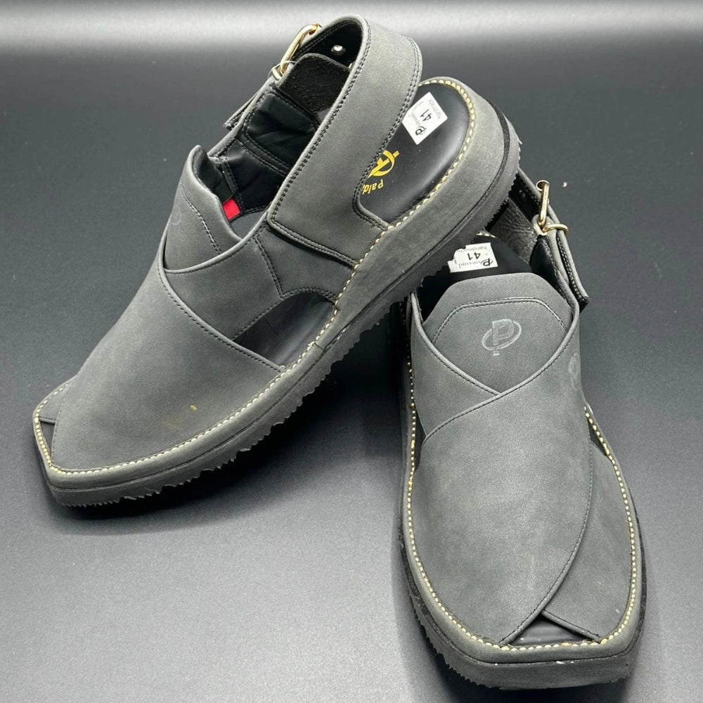 Paidasho Peshawari Shoes | Gray Handmade Leather Sandals