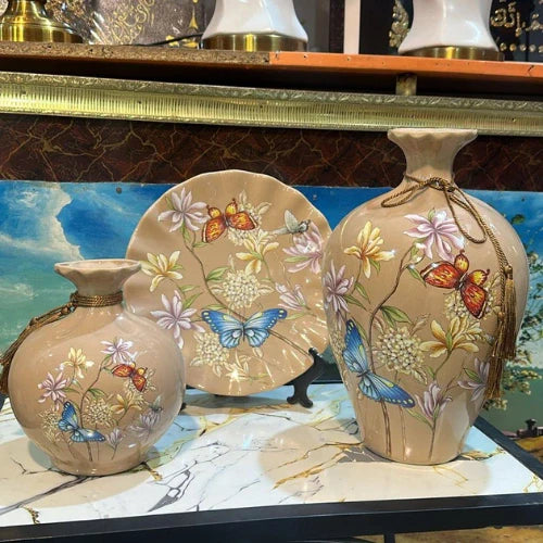 3Pcs / سیٹ یورپی سرامک گلدان - خوبصورت گھر کی سجاوٹ