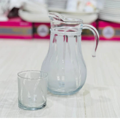 Modern Crown Design Glass Jug Set with 6 Glasses - Paidasho