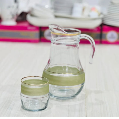 Modern Crown Design Glass Jug Set with 6 Glasses - Paidasho