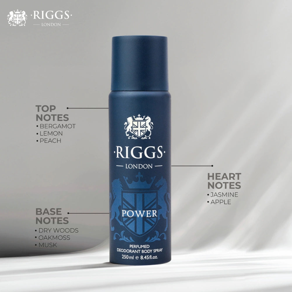 RIGGS LONDON Power Deodorant Body Spray for Men 250ml