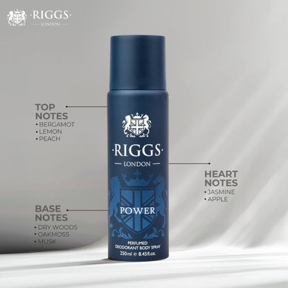 RIGGS LONDON Power Deodorant Body Spray for Men 250ml