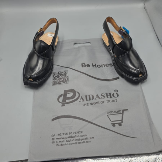 Paidasho Peshawari Chappal | Premium Black Leather