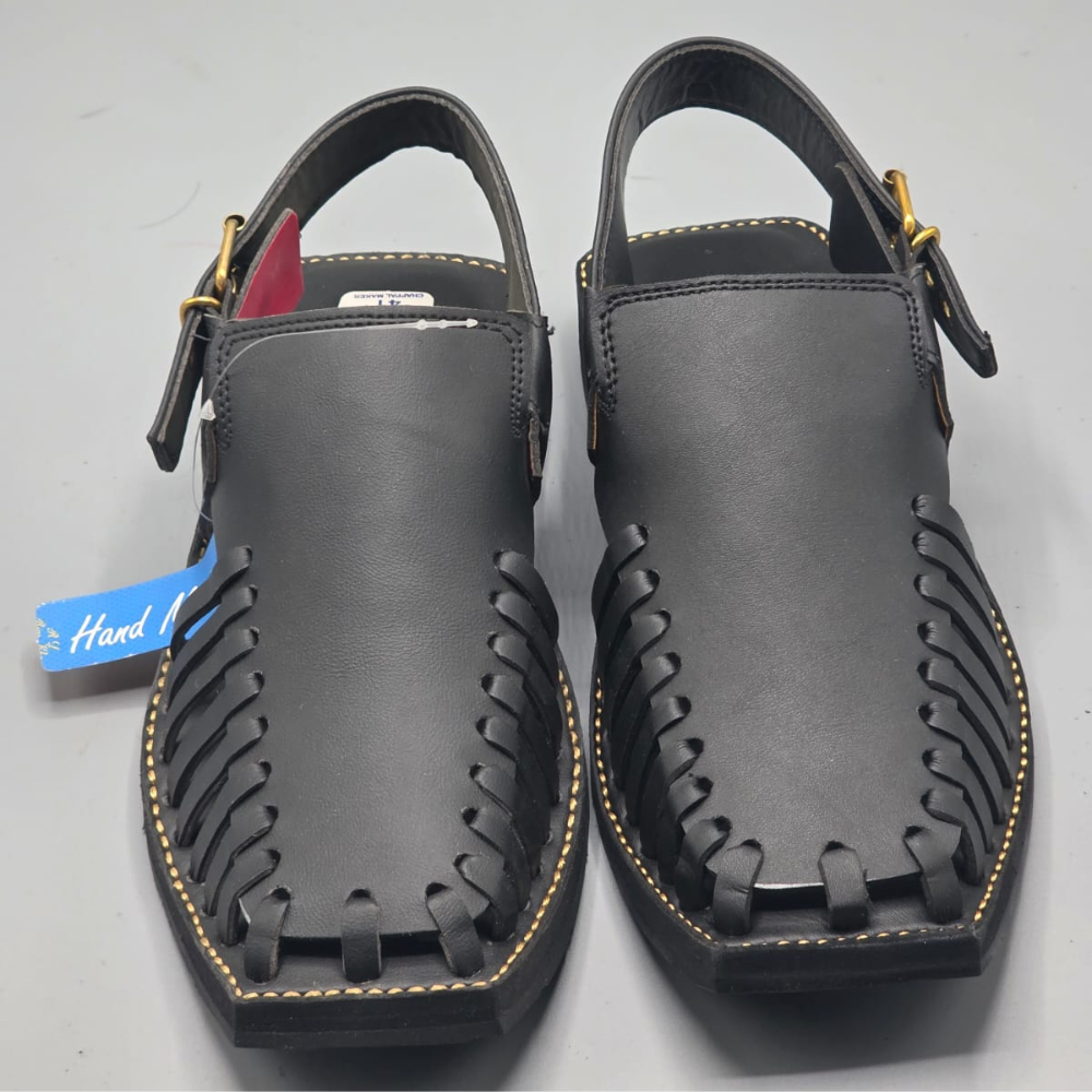 Black Peshawari Chappal Handmade Traditional Sandals