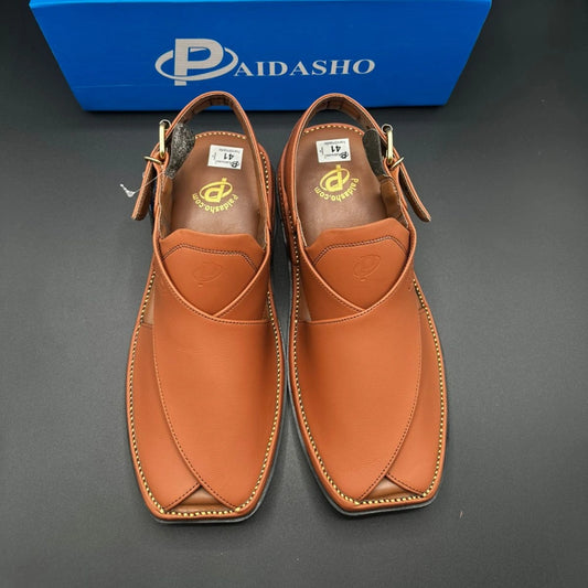 Paidasho Peshawari Shoes | Tan Handmade Leather Sandals