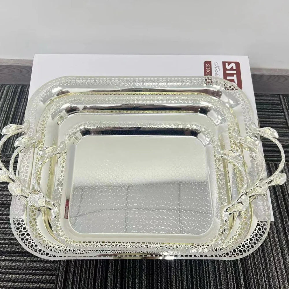 Stainless Steel Serving Trays 3 in 1 – Durable & Stylish