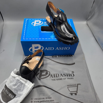 Paidasho Peshawari Chappal | Premium Black Leather