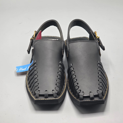 Black Peshawari Chappal Handmade Traditional Sandals