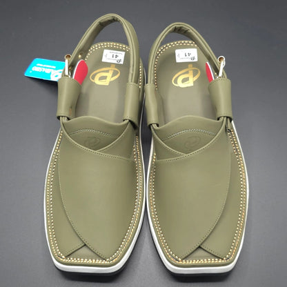 Paidasho Peshawari Shoes | Olive Green Leather Sandals