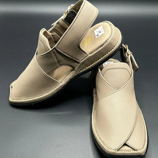 Paidasho Peshawari Shoes | Beige Handmade Leather Sandals