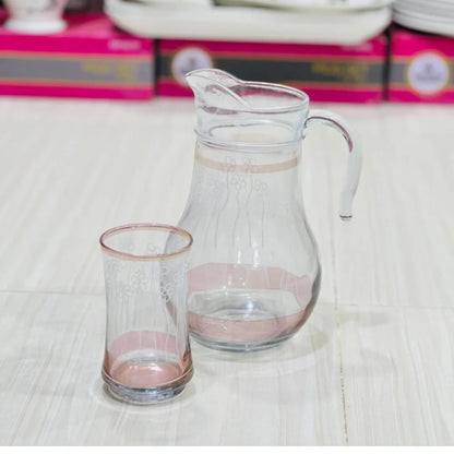 Modern Crown Design Glass Jug Set with 6 Glasses - Paidasho