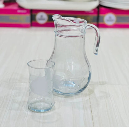 Modern Crown Design Glass Jug Set with 6 Glasses - Paidasho