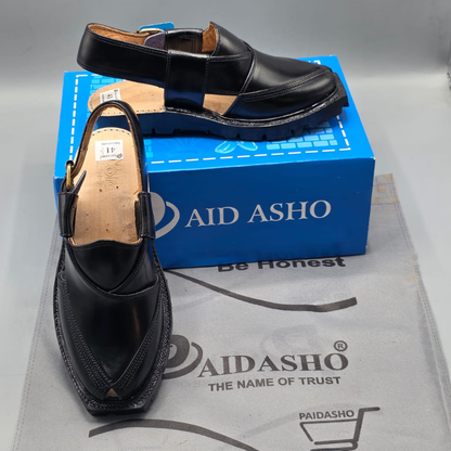 Paidasho Peshawari Chappal | Premium Black Leather