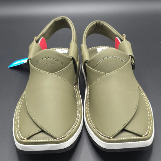 Paidasho Peshawari Shoes | Olive Green Leather Sandals