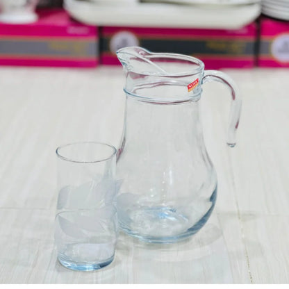 Modern Crown Design Glass Jug Set with 6 Glasses - Paidasho