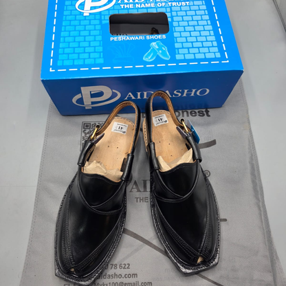 Paidasho Peshawari Chappal | Premium Black Leather