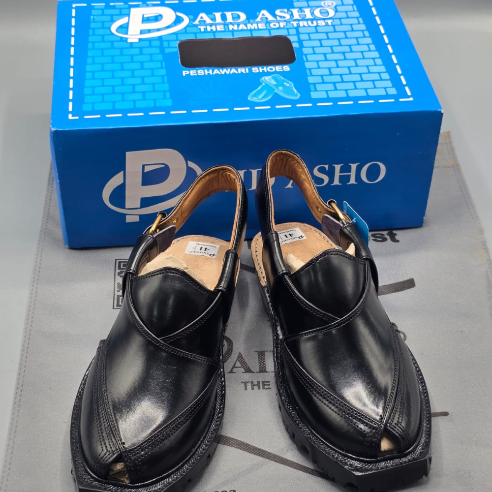 Paidasho Peshawari Chappal | Premium Black Leather