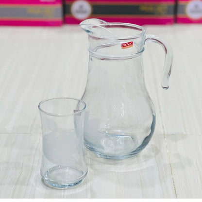 Modern Crown Design Glass Jug Set with 6 Glasses - Paidasho