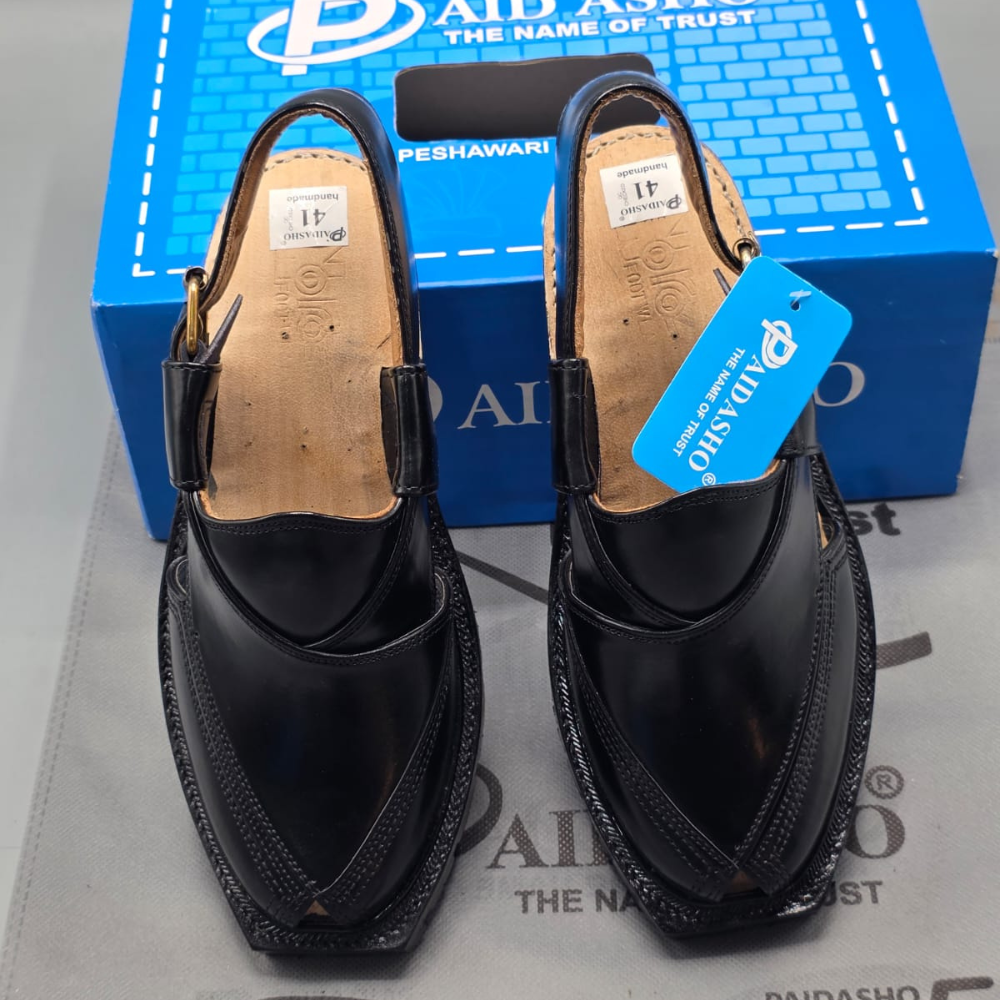Paidasho Peshawari Chappal | Premium Black Leather