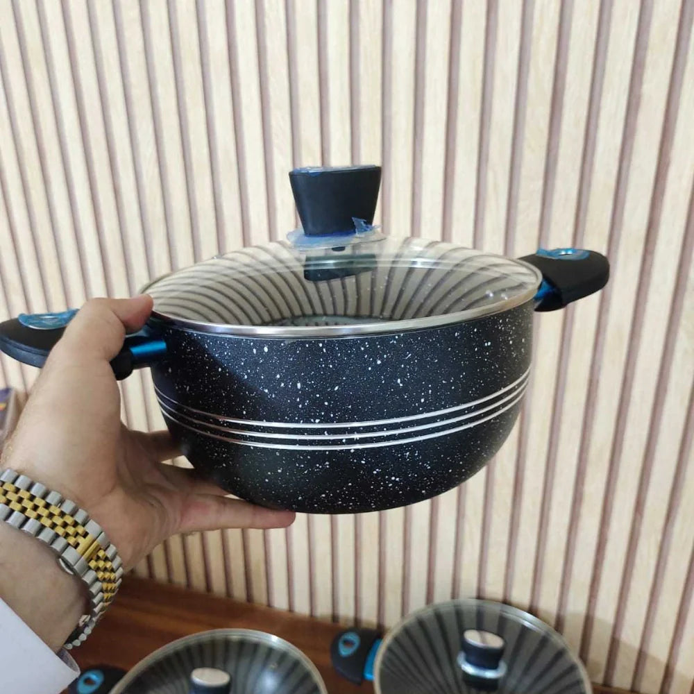 Arshia 18-Pcs Marble Coated Non-Stick Cookware Set | Durable