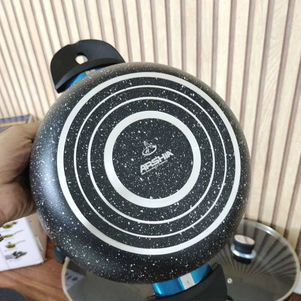 Arshia 18-Pcs Marble Coated Non-Stick Cookware Set | Durable