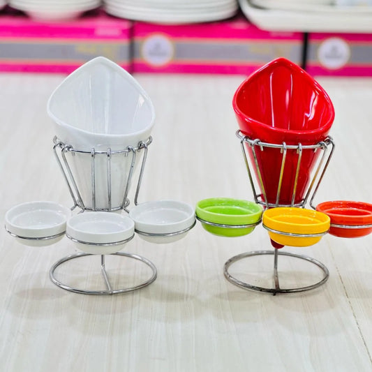 French Fries Cone Holder with Rack & Sauce Containers - Paidasho