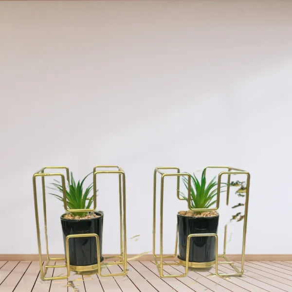 Cute Metal Iron Gold Planter Pot – Set of 2 | Stylish Decor