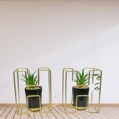 Cute Metal Iron Gold Planter Pot – Set of 2 | Stylish Decor