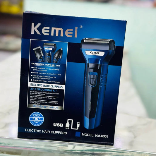 Kemei 3 In 1 Rechargeable Electric Shaver | مردوں کی گرومنگ